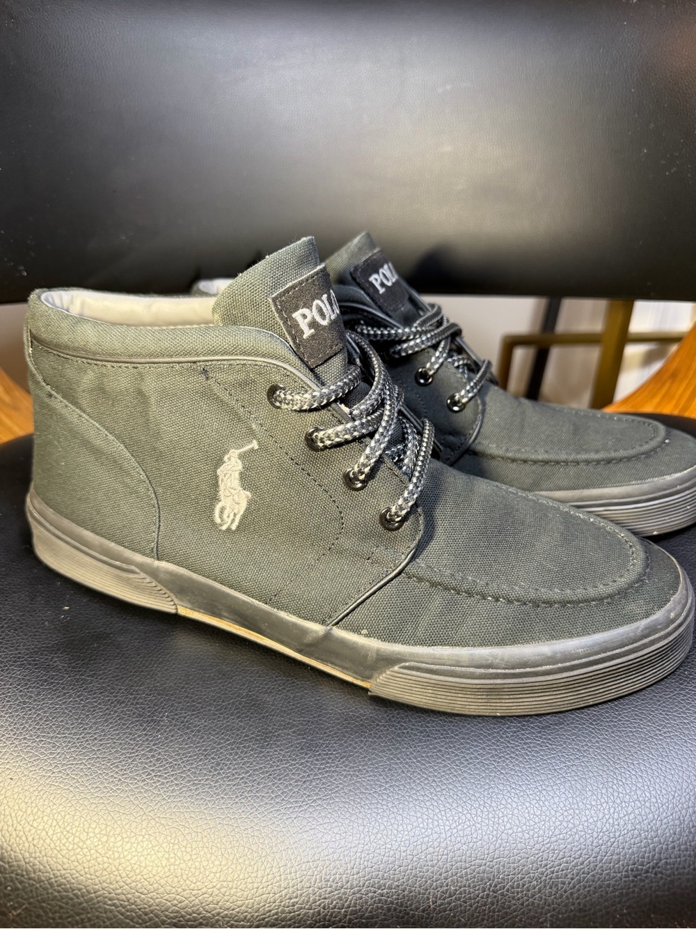 Polo by Ralph Lauren Men’s Black Canvas Mid-Top Sneakers Sz 11